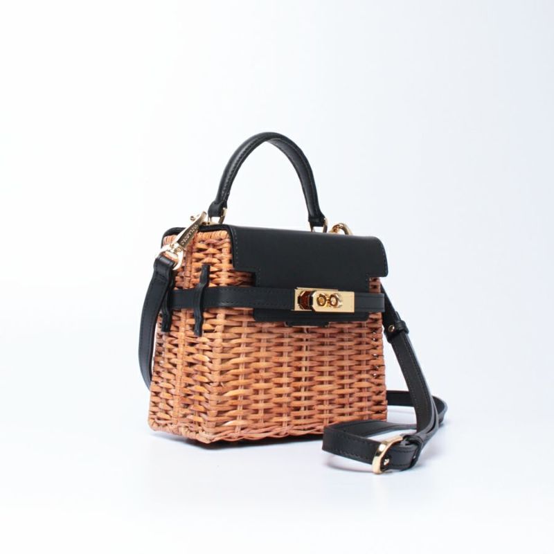 lei　定価￥25,300 スプリットラタン2WAYリングハンドルバッグ VIOLAd'ORO (ヴィオラドーロ) スプリットラタン2WAYリング
